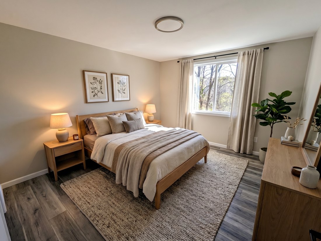 Renovated bedroom at a Totoket Meadows home